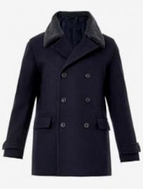 Gieves & Hawkes Shearling-collar Wool Pea Coat 210035