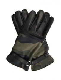 Valentino Camo-print Canvas And Leather Gloves 216275