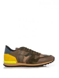 Valentino Camo-print Suede And Leather Trainers