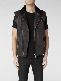 Allsaints Raven Sleeveless Leather Biker Jacket