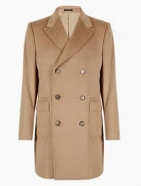 Collezione Online Only Made In Italy Camel Hair Double Breasted Coat With Wool