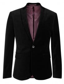 Autograph New Pure Cotton Slim Fit Buttonsafe 2 Button Velvet Jacket