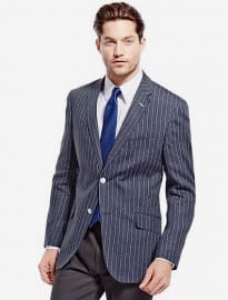 M&s Collection Luxury Linen Rich Tailored Fit 2 Button Striped Jacket