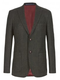 M&s Collection Luxury Pure New Wool 2 Button Herringbone Jacket