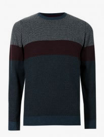 M&s Collection Colour Block Dogtooth Tailored Fit Jumper With Wool