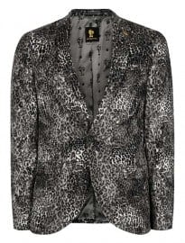Topman Noose & Monkey Grey Leopard Print Faux Fur Blazer