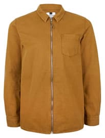 Topman Tobacco Brown Zip Through Overshirt