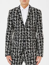 Topman Black And White Bamboo Print Ultra Skinny Fit Suit Jacket