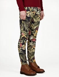 Ami Mens Black Green Printed Chino Trousers