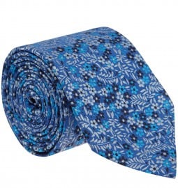 Liberty Print Blue Wallflower Print Silk Tie
