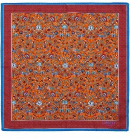 Liberty Print Orange Imran Print Silk Pocket Square
