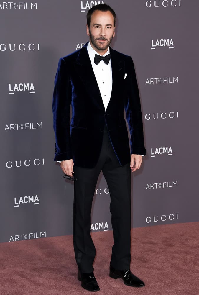 Tom Ford at the LACMA Art and Film Gala wearing a blue tuxedo