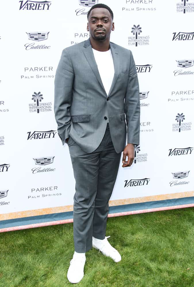 Daniel Kaluuya Dressed In A Grey Suit At Palm Springs