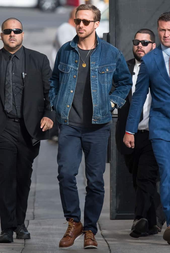 Ryan Gosling wearing a denim jacket