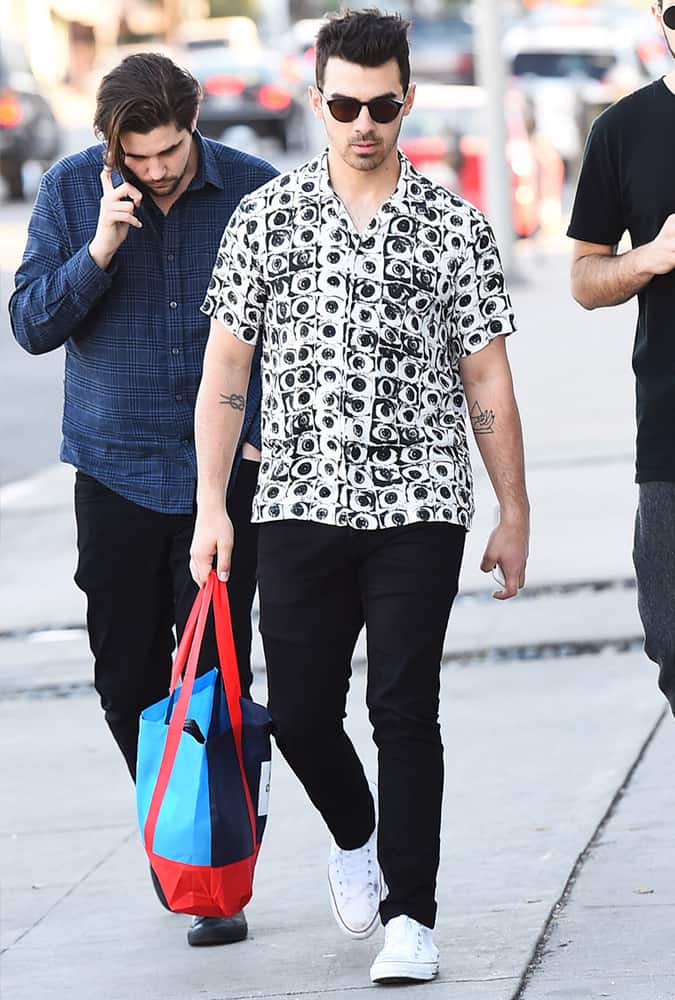 Joe Jonas Wearing A Cuban-Collar Shirt In Los Angeles