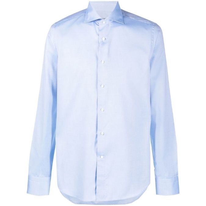 CANALI Blue Slim-Fit Cotton-Twill Shirt