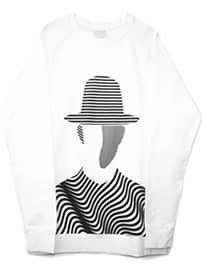 Herringbone Sweatshirt With Black Graphic Print
