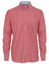 Long Sleeve Carbon Peach Casual Check/stripe Shirt