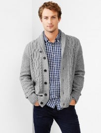Gap Lambswool Cable Knit Shawl Cardigan