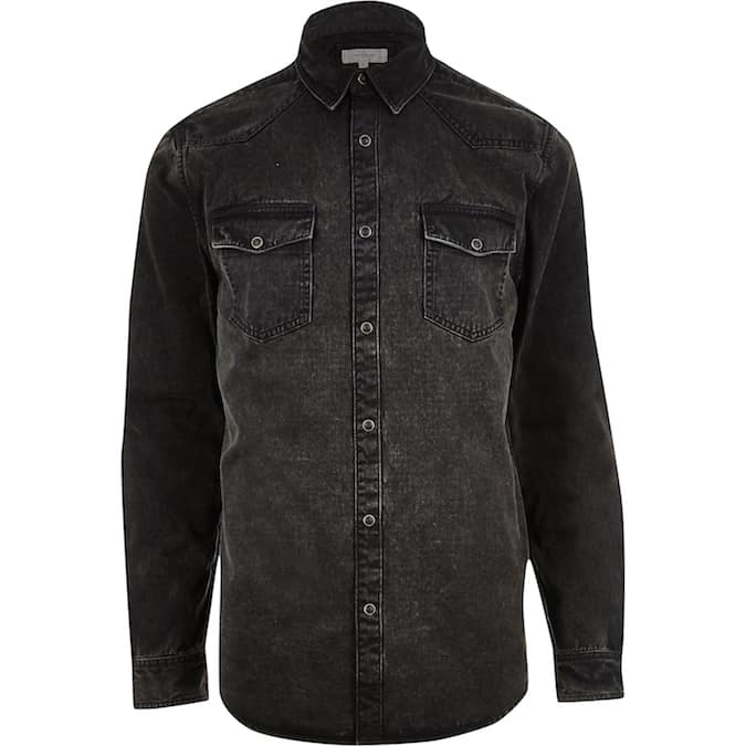 distressed-black-denim-shirt