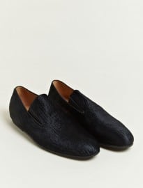Dries Van Noten Mens Calf Skin Fur Smoking Slippers