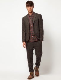 Asos Slim Fit Herringbone Suit In Brown