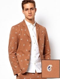 Asos Slim Fit Blazer In Embroidered Paisley