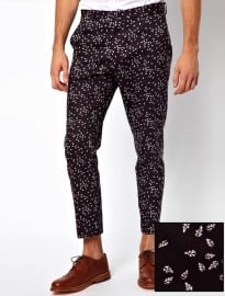 Asos Skinny Fit Smart Trousers In Leaf Print