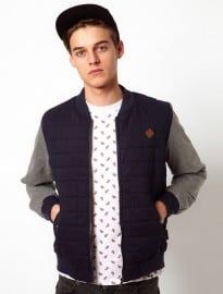 Bellfield Quilted Bomber With Contrast Sleeves