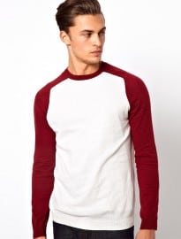 Asos Crew Neck Jumper With Contrast Sleeves