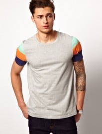 Asos T-shirt With Printed Stripe Sleeve
