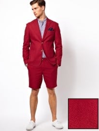 Asos Slim Fit Cotton Suit In Burgundy