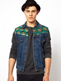 Bukki Denim Gilet With African Print Panel