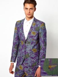 Asos Slim Fit Blazer In Floral Print