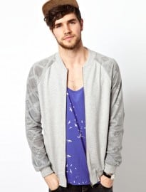 Asos Bomber With Printed Sleeves