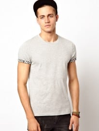 Asos T-shirt With Leopard Print Roll Sleeve