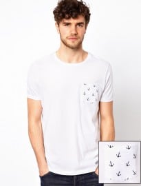 Asos T-shirt With Anchor Print Pocket