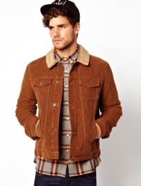 Asos Cord Jacket With Borg