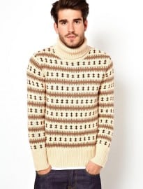 Gant Rugger Jumper In Patterned Roll Neck