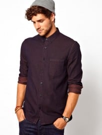 Asos Denim Shirt In Long Sleeve With Overdye