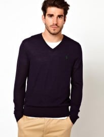 Polo Ralph Lauren Jumper In Merino Wool V Neck