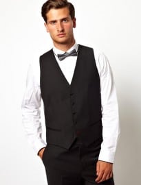 Red Eleven Slim Fit Tuxedo Waistcoat Black