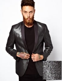 Asos Slim Fit Blazer In Silver