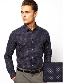 Asos Smart Shirt In Long Sleeve With Polka Dot Print