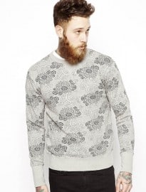 Edwin Crew Sweatshirt College All Over Floral Print