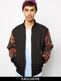 Reclaimed Vintage Bomber Jacket With Tapestry Sleeves