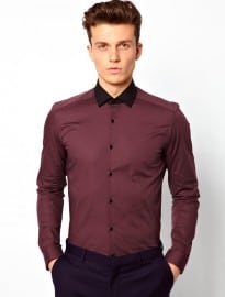 Reiss Shirt With Contrast Placket And Collar