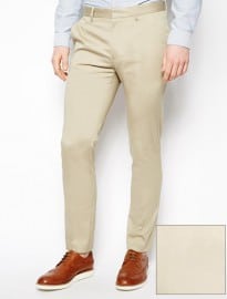 Asos Skinny Fit Smart Trousers In Cotton Sateen