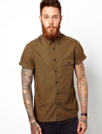 Asos Military Shirt In Short Sleeve