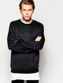 Asos Jumper With Tartan Design
